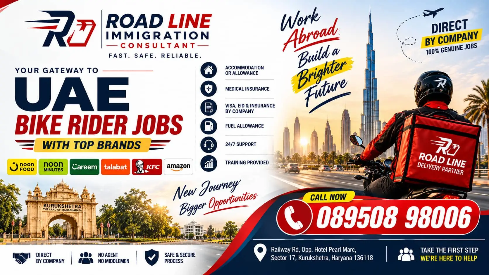 Roadline Immigration Consultant in Kurukshetra Hiring for Delivery Riders in UAE